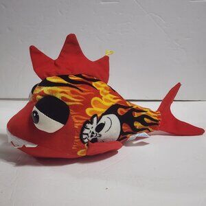 Classic Toy Co Red Fish Skull Fire Flames Plush 2015 13" Toy Stuffed Animal